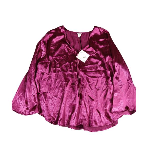 Ava & Viv Shirt Womens 3X (24/26) Pink Purple Shimmer Shiny Formal Blouse - Picture 1 of 8